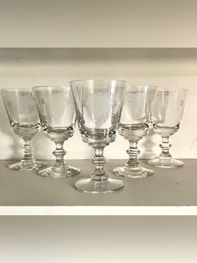 West Point Clear Etched Stemmed Wine/Dessert Glasses w/ USMA Crest